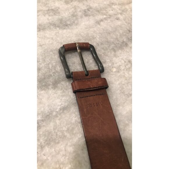 Fossil Leather Belt Mens 40 Brown Casual Classic Metal Buckle Gorpcore Western - Picture 5 of 6